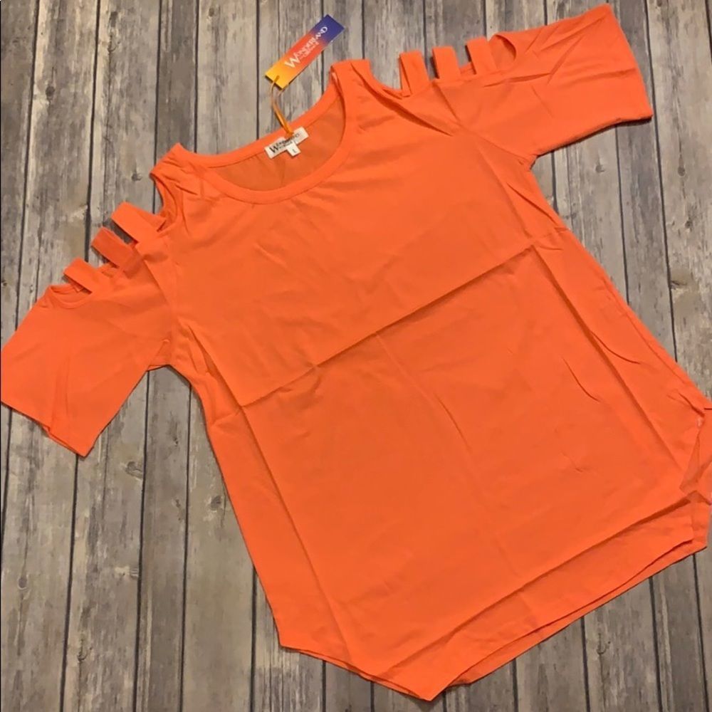 Bright Coral Cutout Top